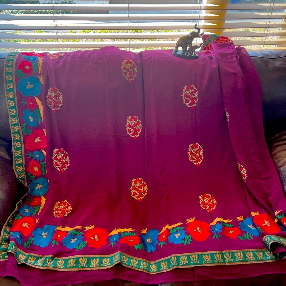 Pure Georgette Embroidered Saree